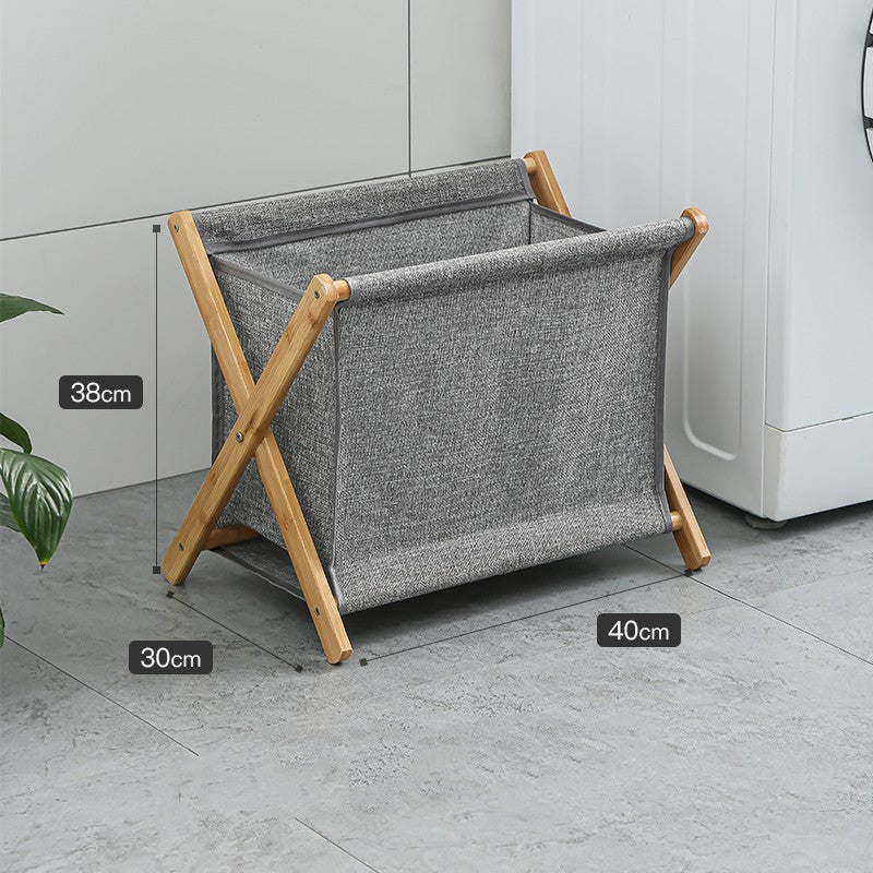 Panier à linge sale pliable bambou - Gris clair - S - PLISSÉ