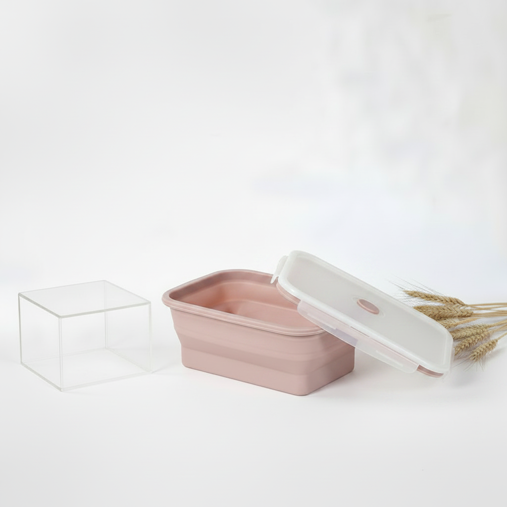 Bol repas silicone pliable - coloris Rose - PLISSÉ