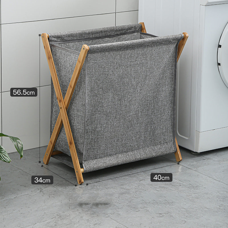 Panier à linge sale pliable bambou - Gris clair - M - PLISSÉ
