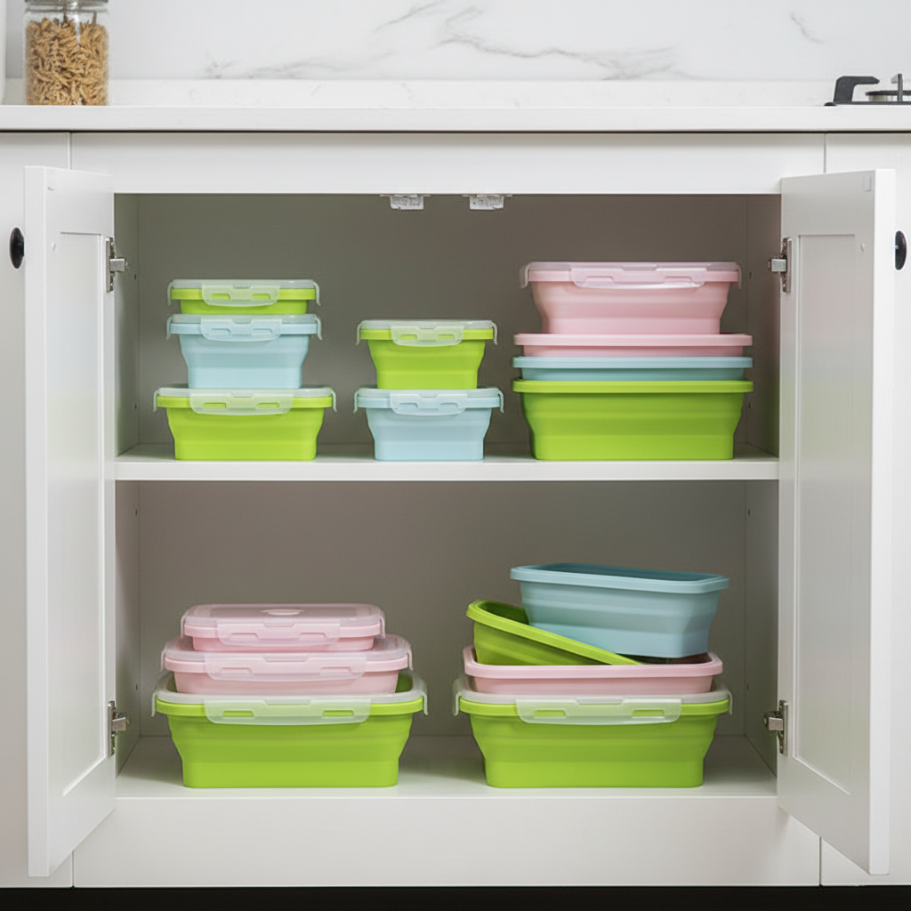 Boite à déjeuner silicone carrée pliable - PLISSÉ