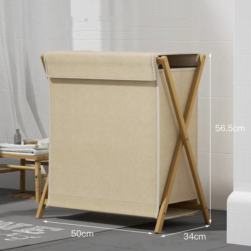Panier à linge sale pliable bambou - Beige - L - PLISSÉ