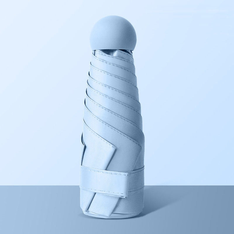 Ombrelle pliable vinyle protection solaire - coloris Bleu clair - PLISSÉ