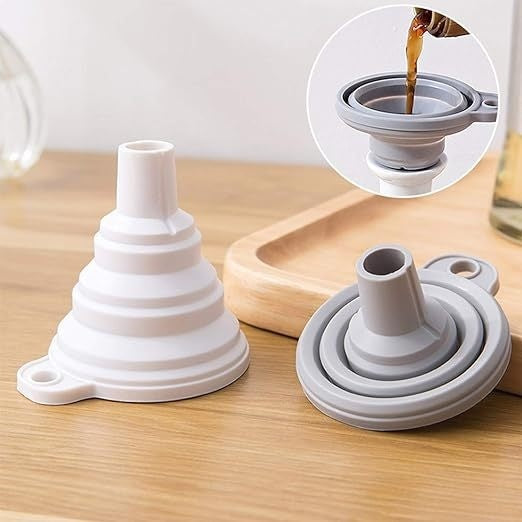 Entonnoir silicone télescopique pliable - coloris Gris - PLISSÉ