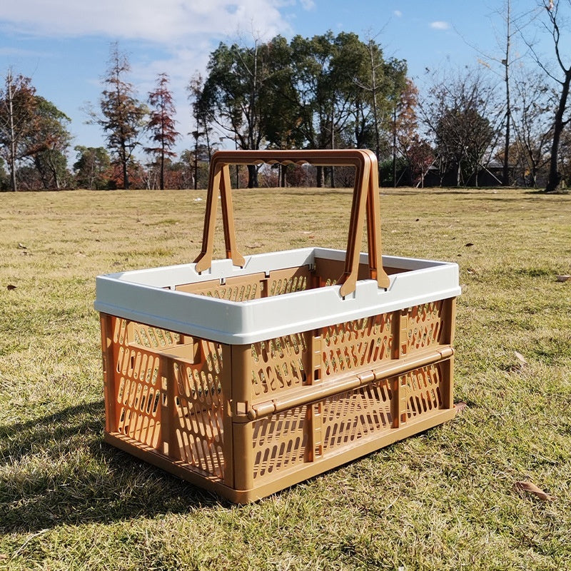 Panier de sortie pliable format cabas - coloris Marron - PLISSÉ