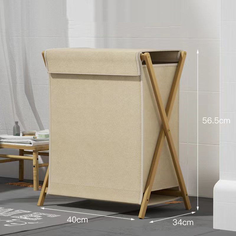 Panier à linge sale pliable bambou - Beige - M - PLISSÉ