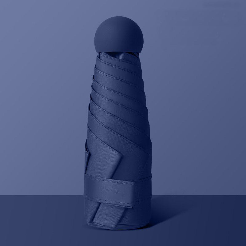 Ombrelle pliable vinyle protection solaire - coloris Bleu marine - PLISSÉ