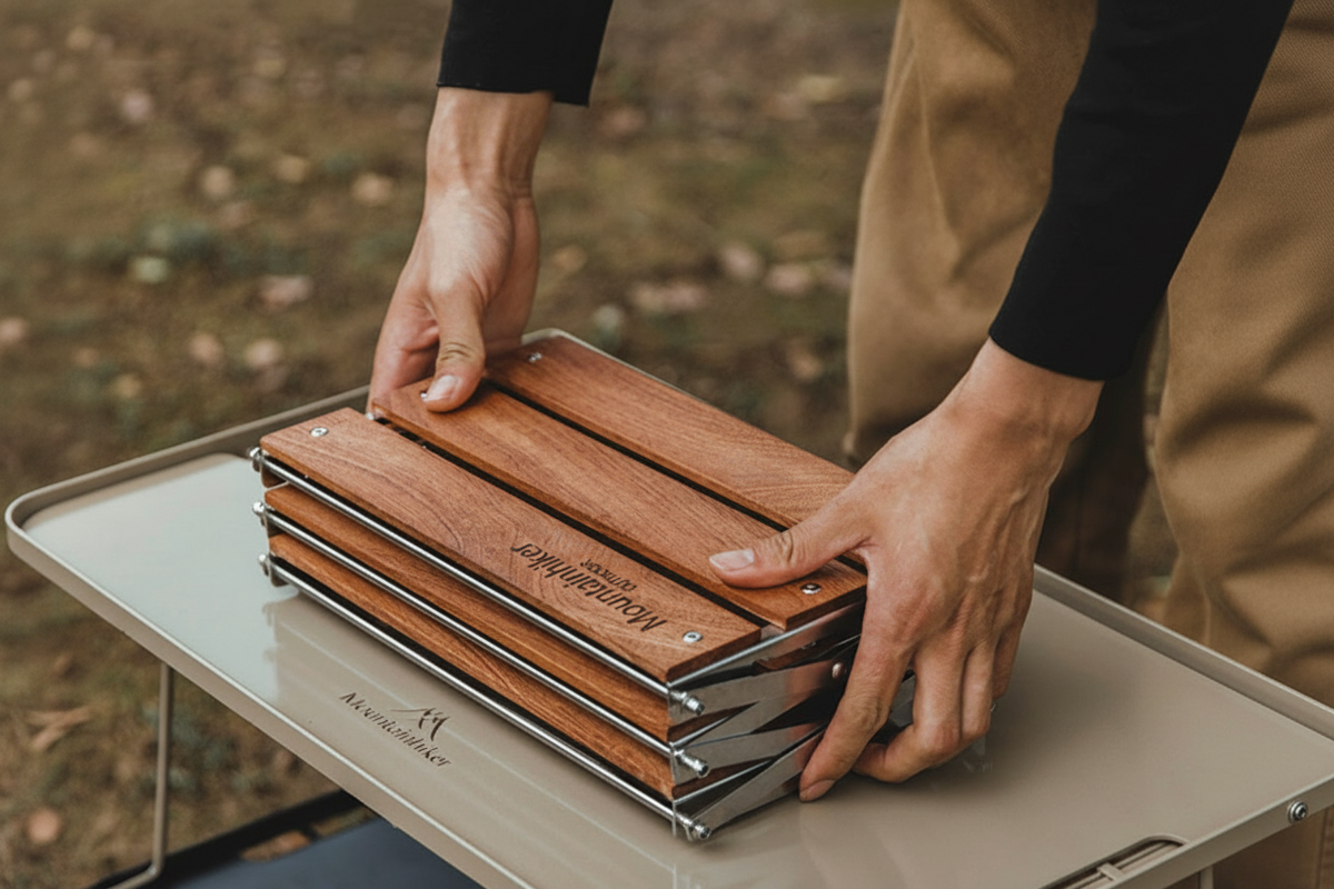 Table et étagère de camping pliable - PLISSÉ