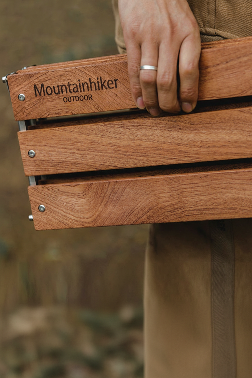 Table étagère camping pliable 3 niveaux - vue de profil - PLISSÉ