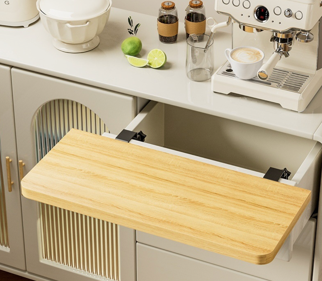 Rallonge de bureau pliable avec tiroir - coloris Bois clair - PLISSÉ