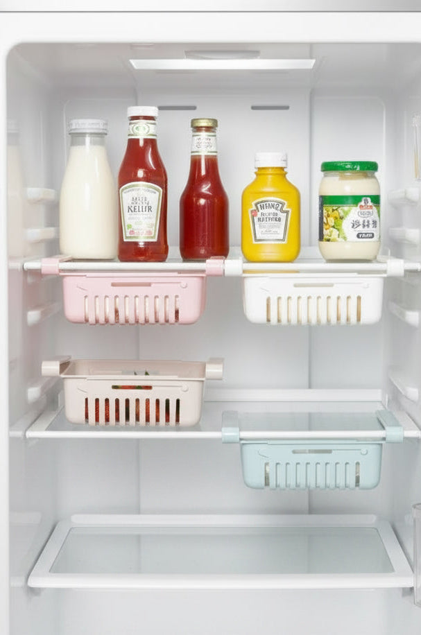 Organiseur de frigo extensible pliable - coloris Blanc - PLISSÉ