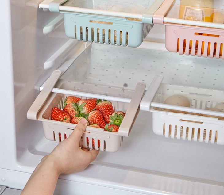 Organiseur de frigo extensible pliable - vue de face - PLISSÉ