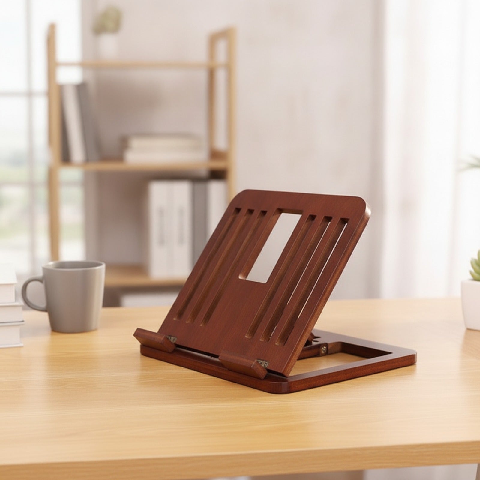 Support ordinateur portable pliable bambou - coloris Bois foncé - PLISSÉ