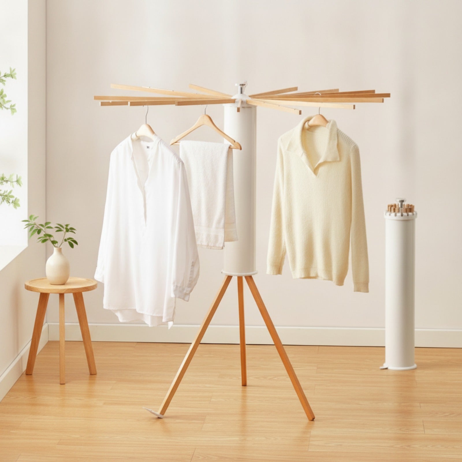 Portant vêtements pliable sans perçage - vue de face - PLISSÉ