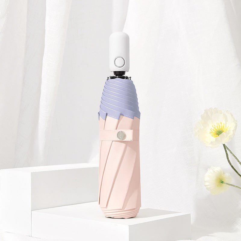 Ombrelle pliable automatique UV - coloris Violet et rose - PLISSÉ