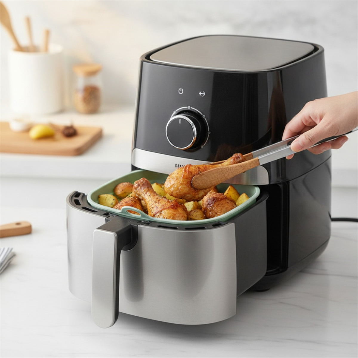 Moules silicone pliables pour AIR FRYER (rond/carré) - PLISSÉ