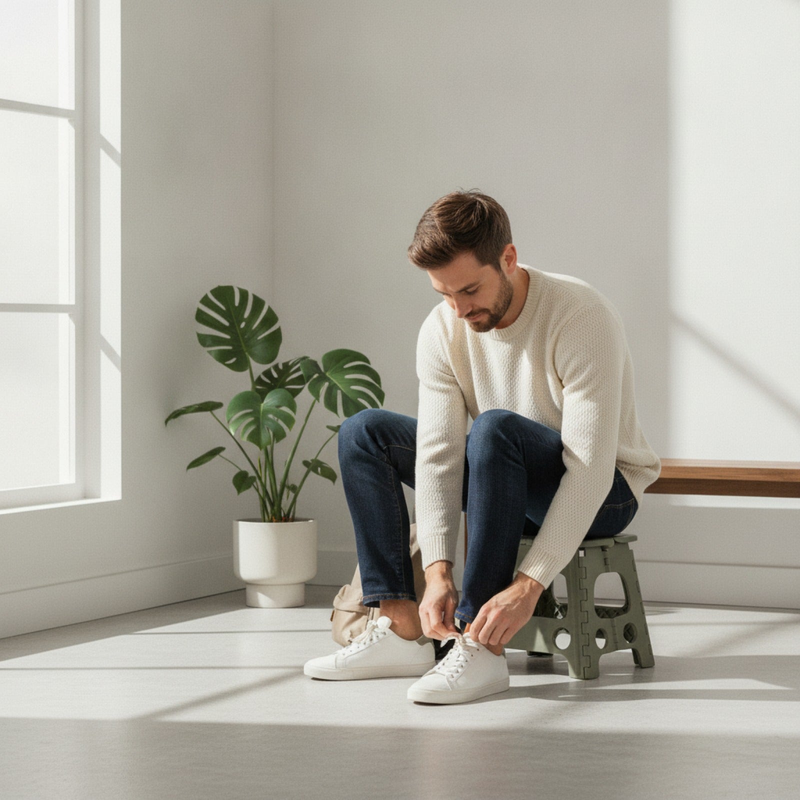 Banc pliable portable maison extérieur - vue en situation - PLISSÉ
