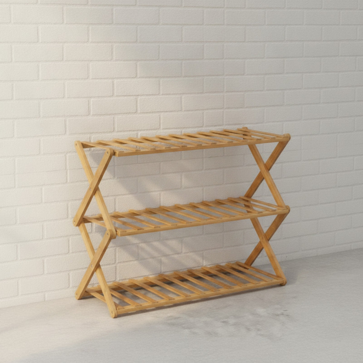 Étagère à plantes pliable bambou 4 niveaux - coloris Bois - PLISSÉ