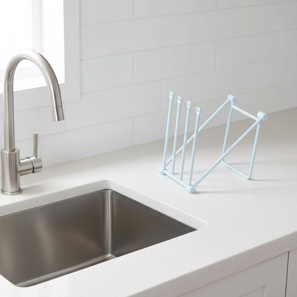Porte-torchons pliable 4 niveaux - coloris Bleu - PLISSÉ