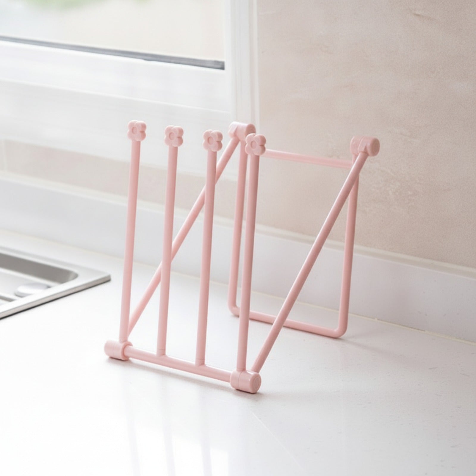 Porte-torchons pliable 4 niveaux - coloris Rose - PLISSÉ