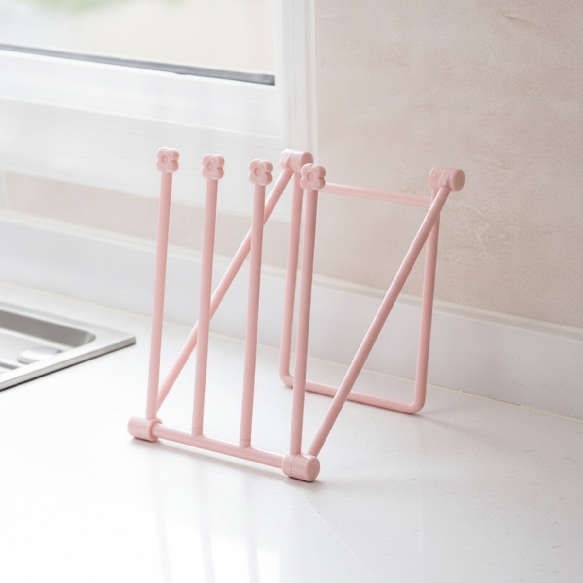 Porte-torchons pliable 4 niveaux - coloris Rose - PLISSÉ
