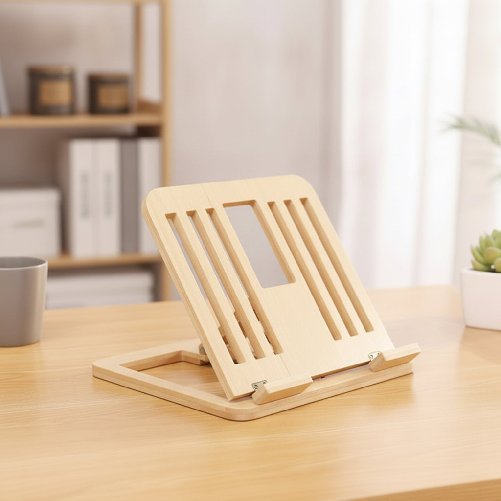 Support ordinateur portable pliable bambou - coloris Bois clair - PLISSÉ